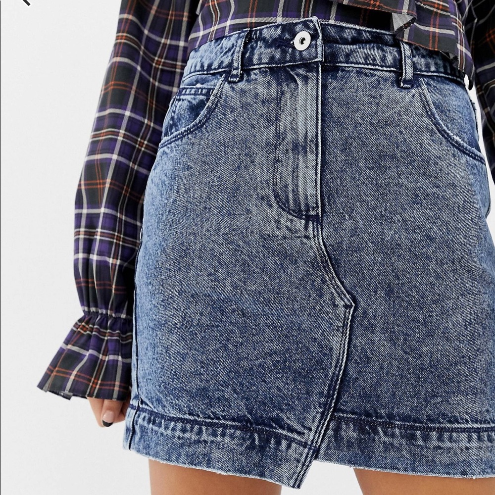 COLLUSION denim mini skirt in acid wash